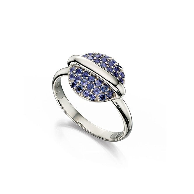 9ct white gold and iolite ring