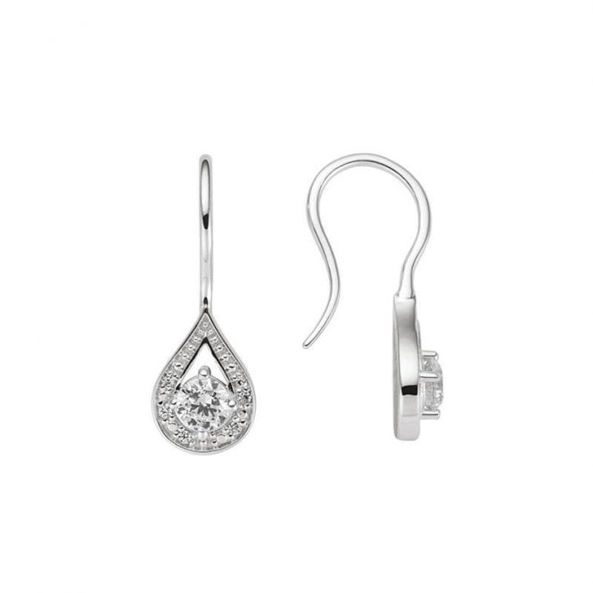 9ct White gold cubic zirconia drop earrings
