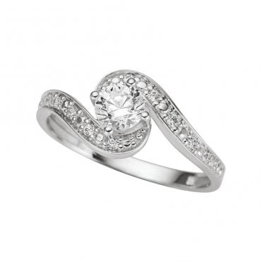 9ct White gold cubic zirconia ring