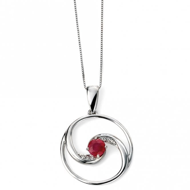 9ct white gold diamond and ruby necklace