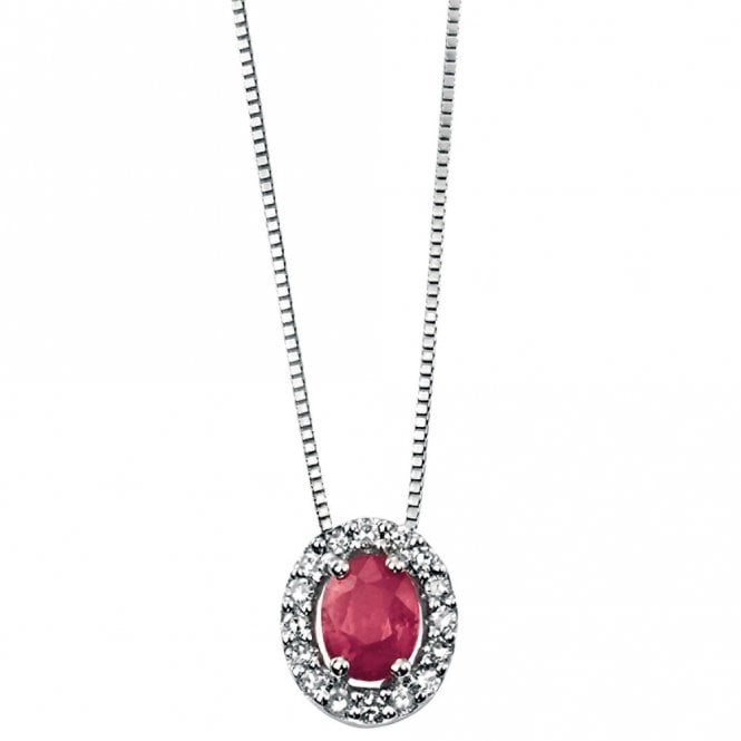 9ct white gold diamond and ruby necklace