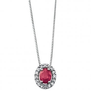 9ct white gold diamond and ruby necklace