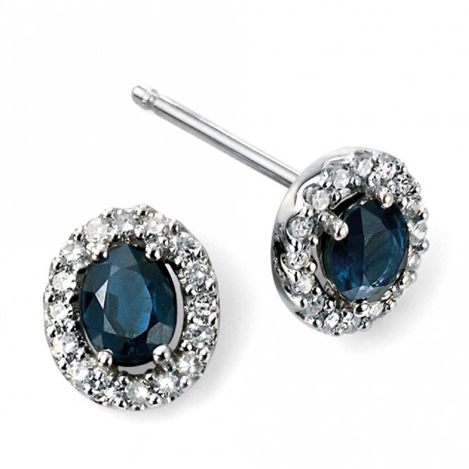 9ct white gold diamond and sapphire earrings