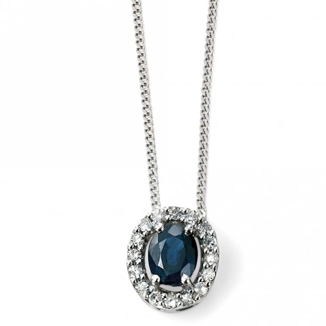 9ct white gold diamond and sapphire necklace