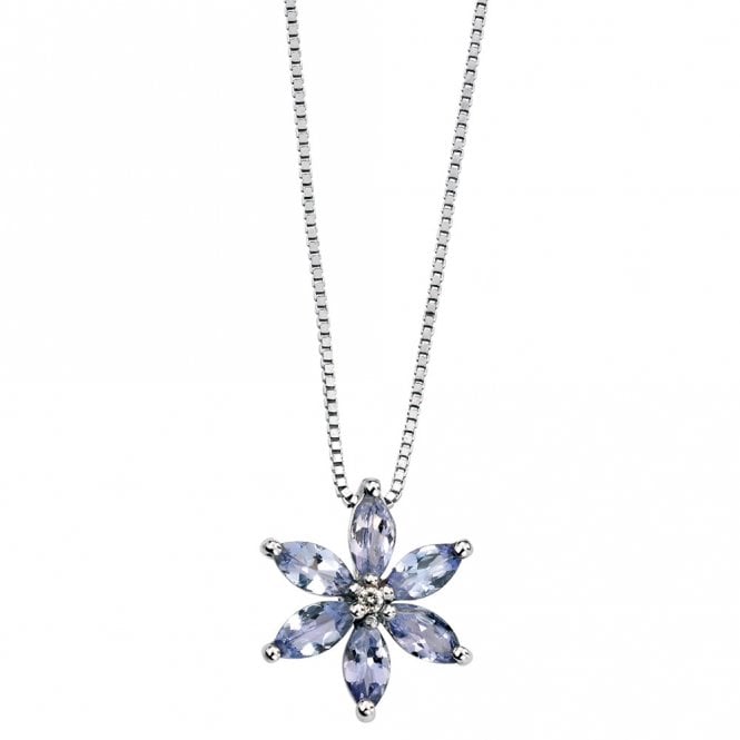 9ct white gold diamond and tanzanite necklace