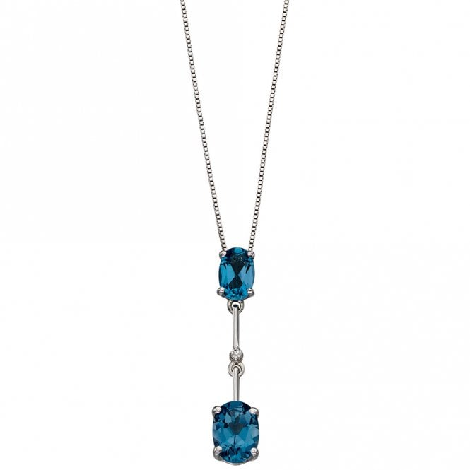 9ct white gold diamond and topaz necklace