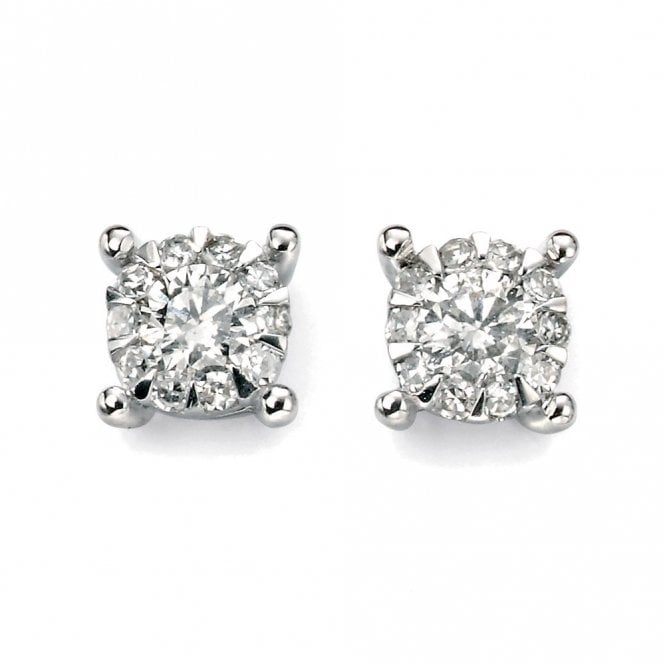 9ct white gold diamond cluster earrings