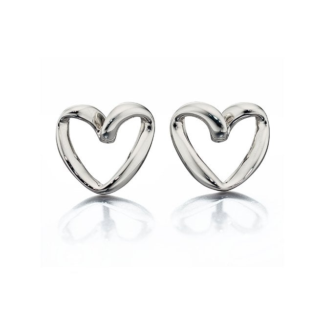 9ct white gold heart earrings