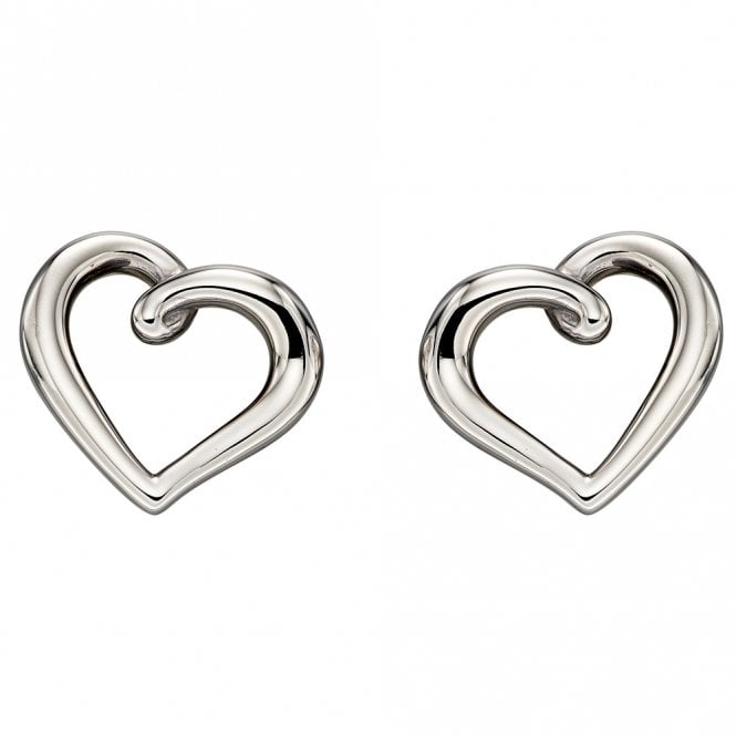 9ct White gold heart earrings