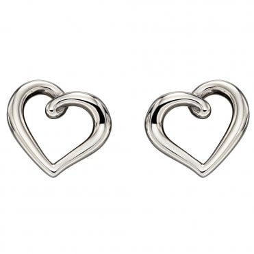 9ct White gold heart earrings