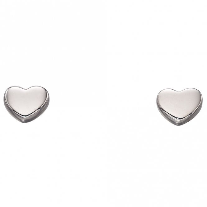 9ct white gold heart stud earrings