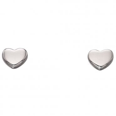 9ct white gold heart stud earrings