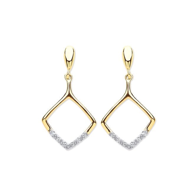 9ct yellow gold and cubic zirconia drop earrings