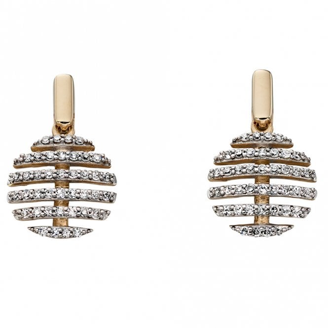 9ct yellow gold and diamond drop earrings