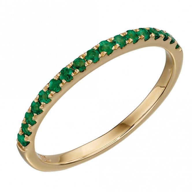 9ct yellow gold and emerald eternity ring