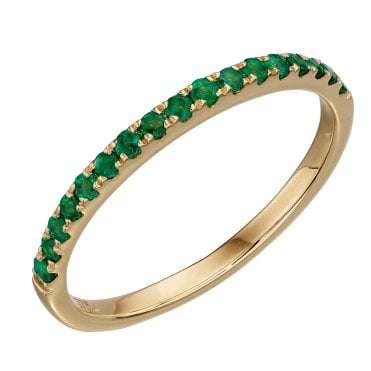 9ct yellow gold and emerald eternity ring