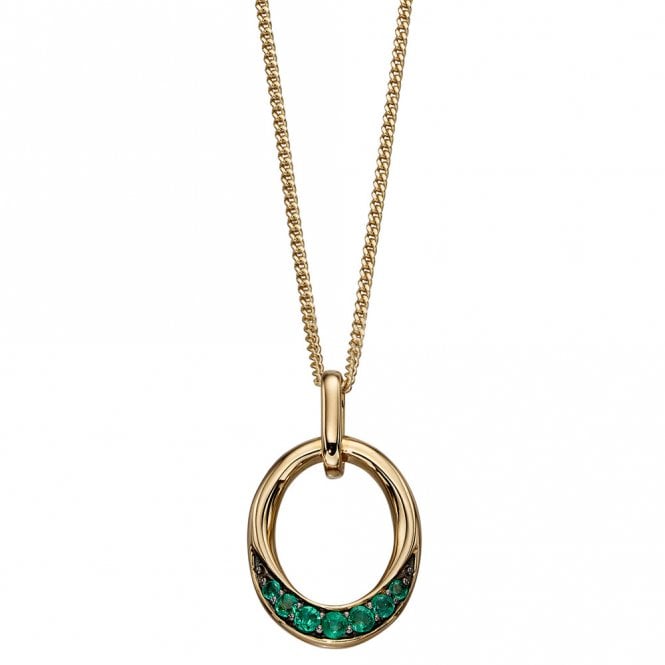 9ct yellow gold and emerald necklace