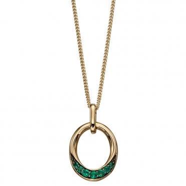 9ct yellow gold and emerald necklace