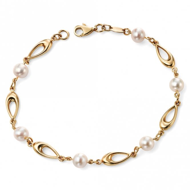 9ct yellow gold and freshwater pearl bracelet