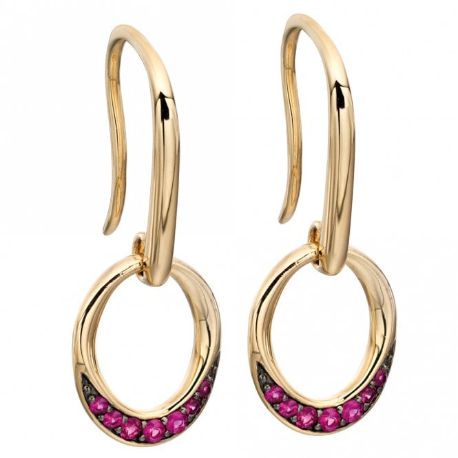 9ct yellow gold and ruby earrings