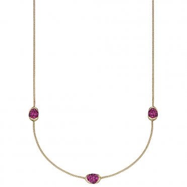 9ct yellow gold and ruby necklace