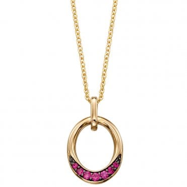 9ct yellow gold and ruby necklace