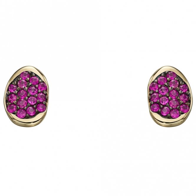 9ct yellow gold and ruby stud earrings