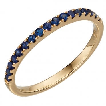 9ct yellow gold blue sapphire eternity ring