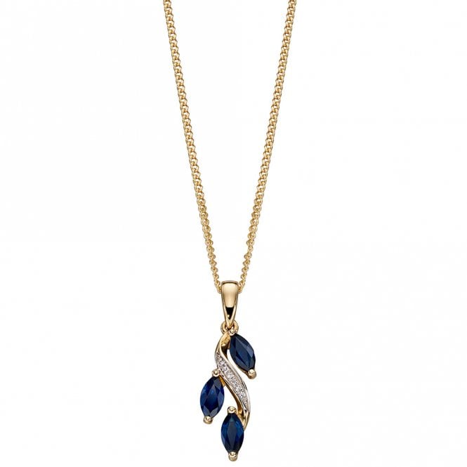9ct yellow gold diamond and sapphire necklace