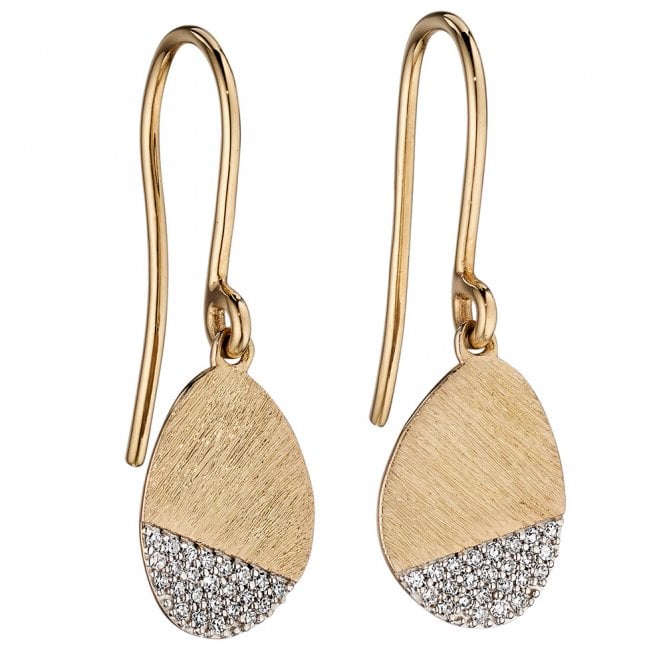 9ct yellow gold diamond drop earrings