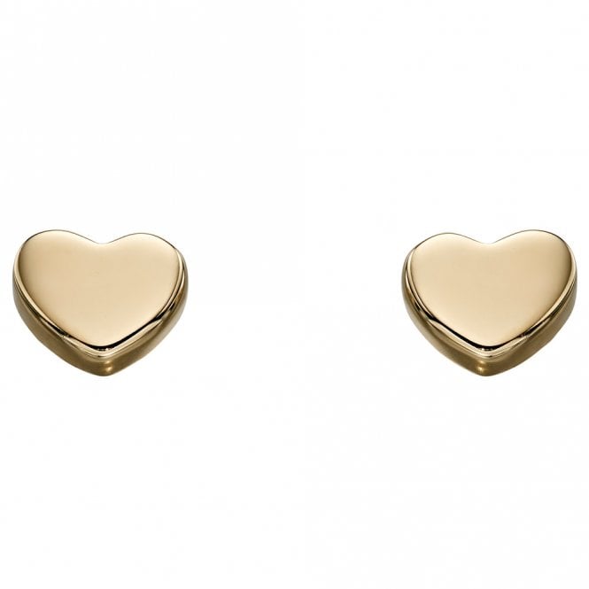9ct yellow gold heart stud earrings