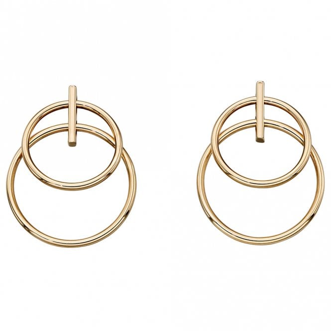 9ct yellow gold open circle drop earrings