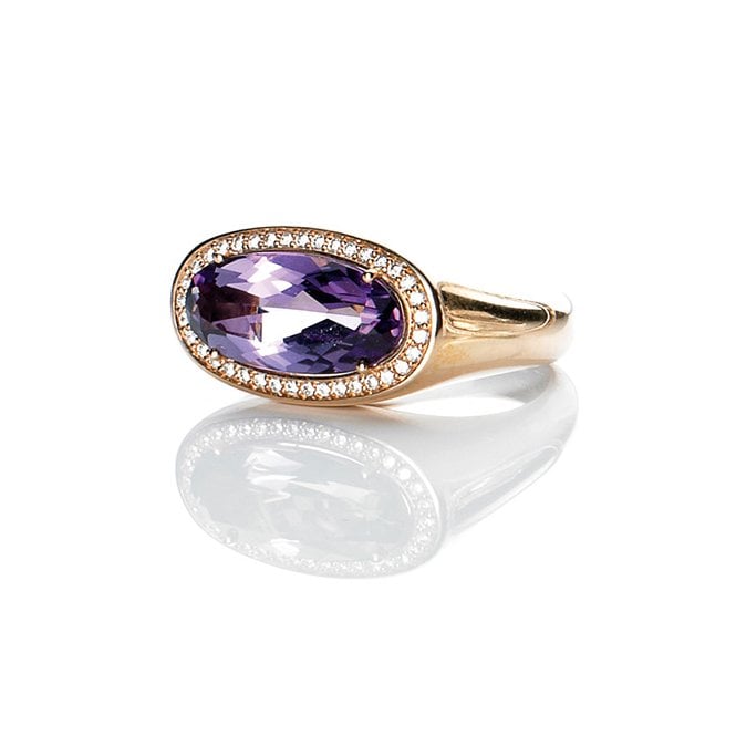 Amethyst and diamond ring