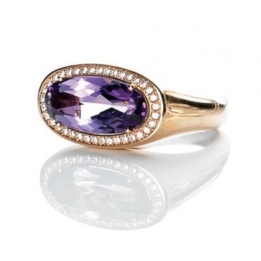 Amethyst and diamond ring