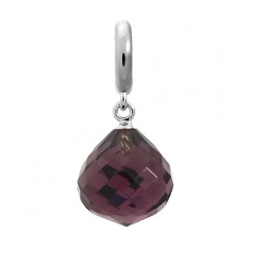 Amethyst love drop silver charm by Endless