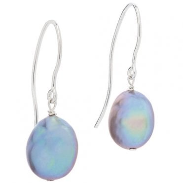 Bedruthan Silver Coin pearl earrings by Claudia Bradby