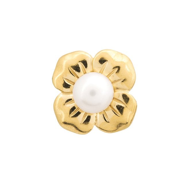 Big white heart pearl flower charm by Endless
