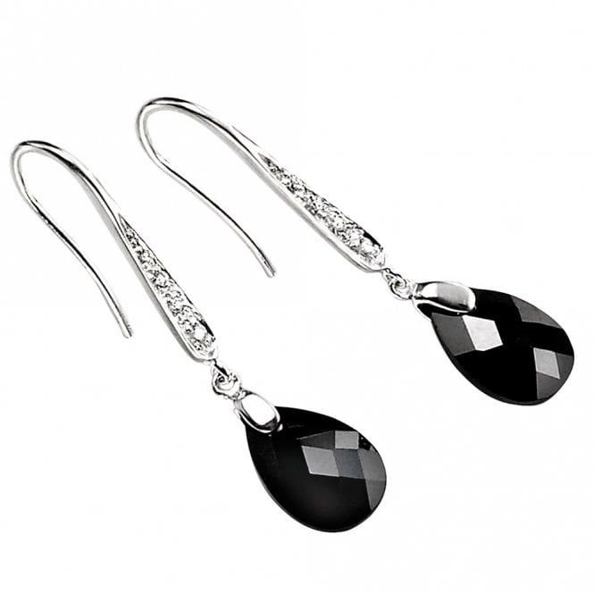 Black cubic zirconia drop earrings