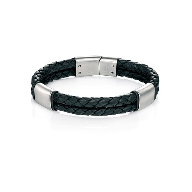 Black leather bracelet by Fred Bennett