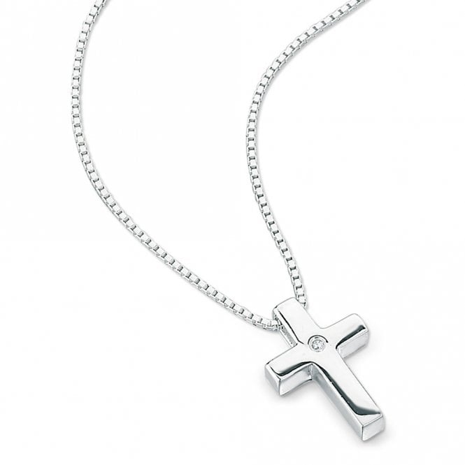 Childrens diamond set cross necklace