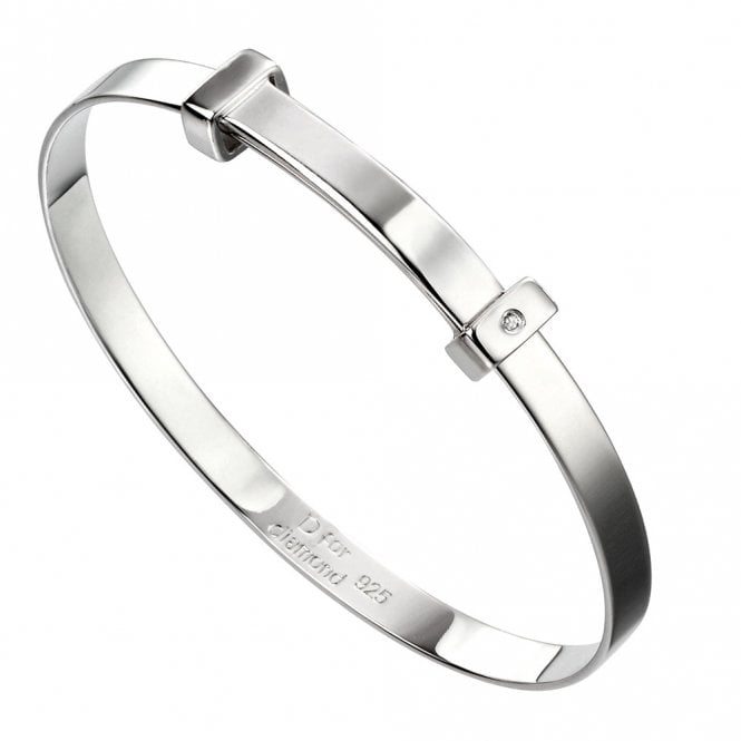 Childrens silver and diamond bangle