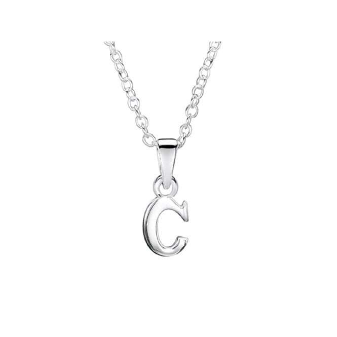 Childrens silver initial C necklace