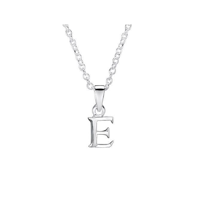 Childrens silver initial E necklace