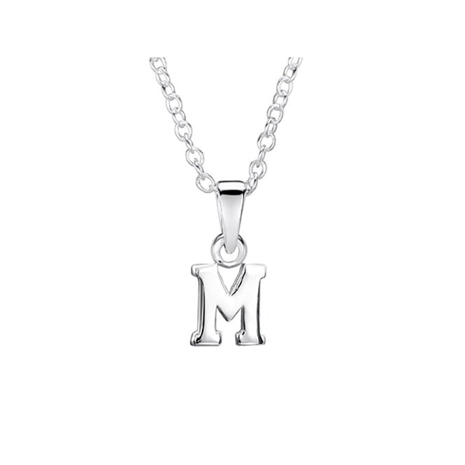 Childrens silver initial M necklace