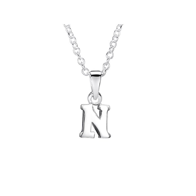 Childrens silver initial N necklace