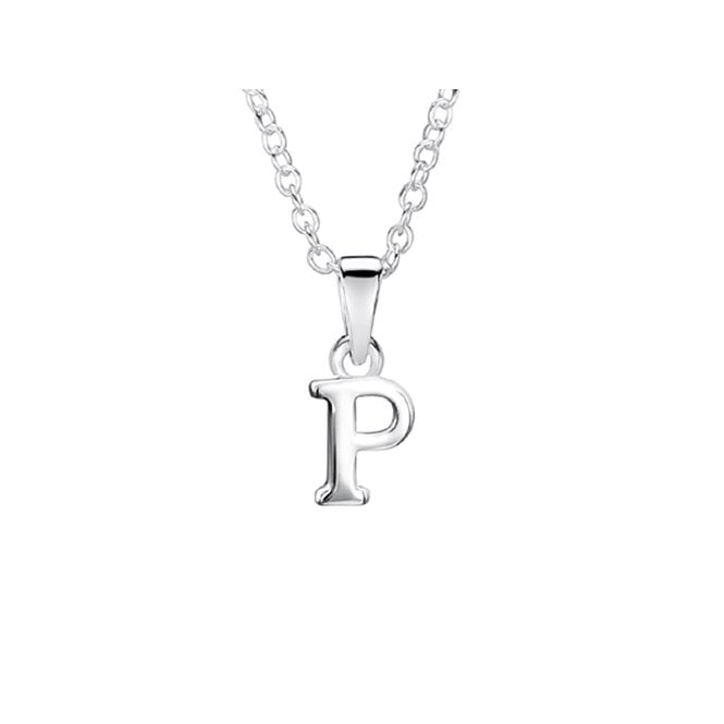 Childrens silver initial P necklace