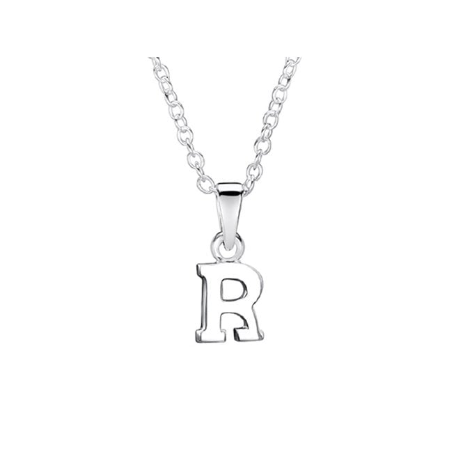 Childrens silver initial R necklace