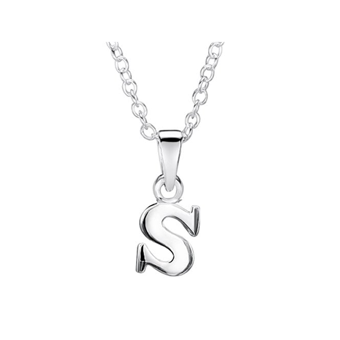 Childrens silver initial S necklace