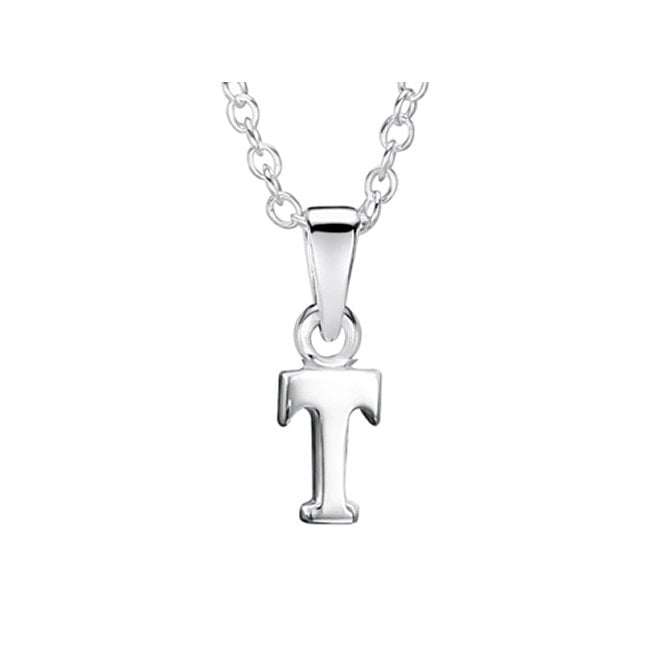 Childrens silver initial T necklace