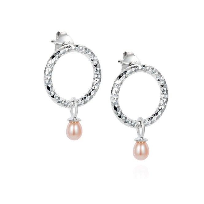 Cirque silver and pearl stud earrings by Claudia Bradby